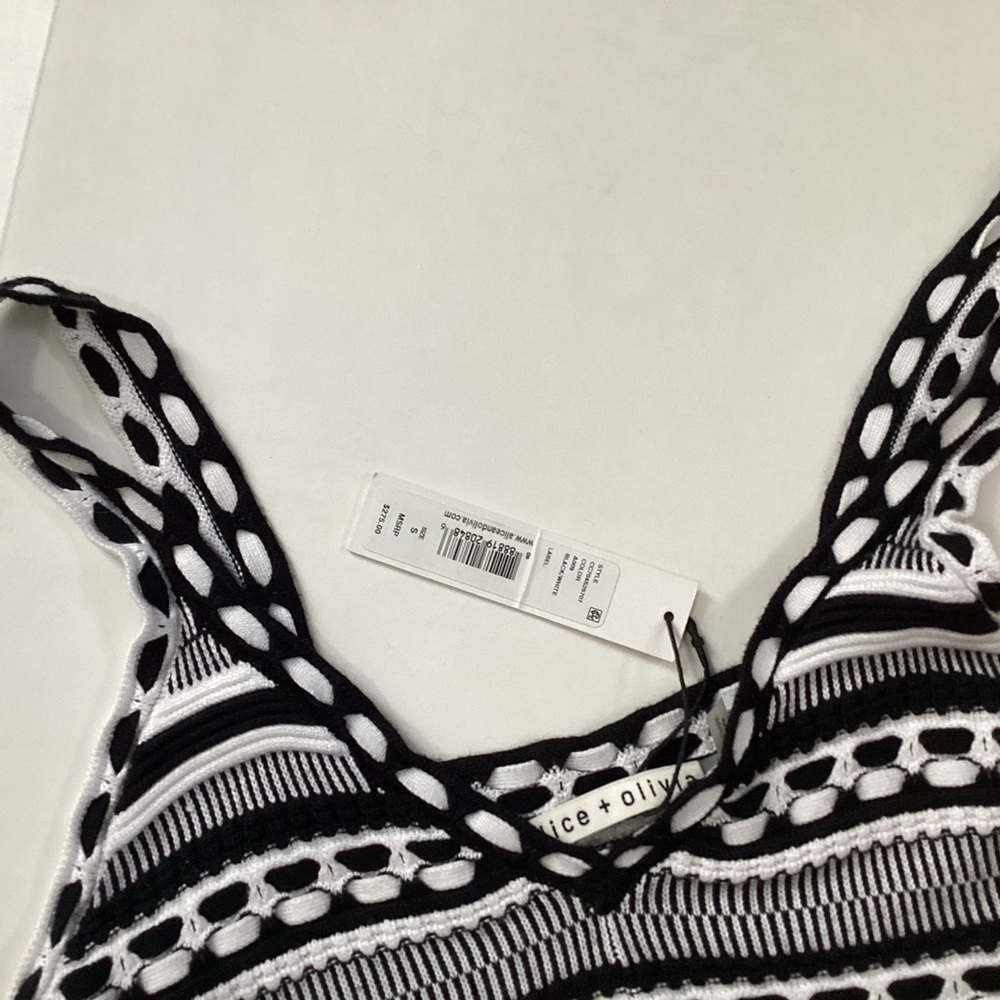 Alice + Olivia Black and White Crochet Top